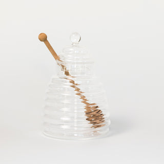 Delicate Glass Honey Pot